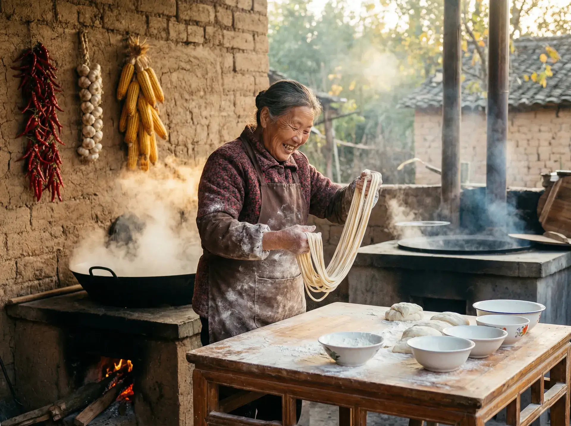 农家大嫂手擀面 - 东北农村大炕乱肉小说 乡村美食